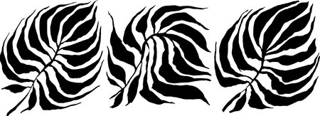 Tropic Leaves Black Silhouette Setのイラスト素材
