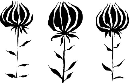 Set of Tulip Flower Silhouettes.のイラスト素材