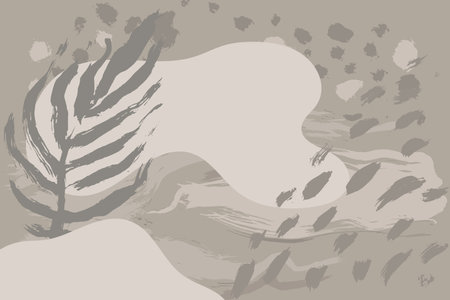 Hand Drawn Beige Minimal Abstract Shapes Contemporary Pattern.のイラスト素材