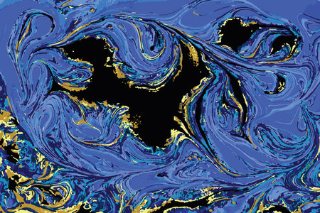 Dark Blue and Gold Round Drops Watercolor Vector Backgroundのイラスト素材