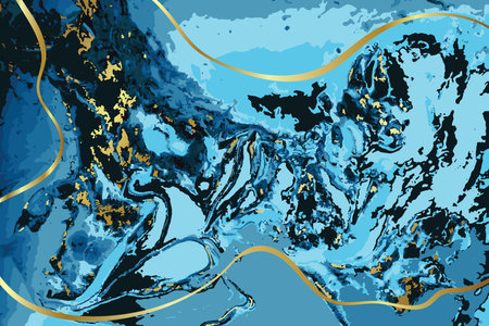 Light Blue and Gold Marble Abstract Vector Backgroundのイラスト素材