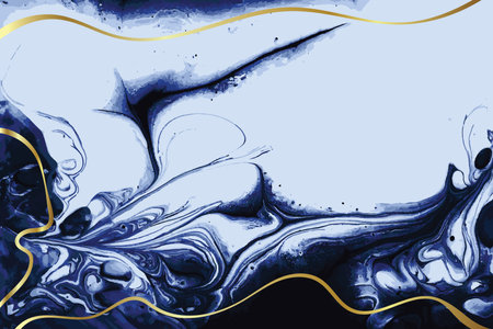 Light Blue and Gold Marble Abstract Vector Backgroundのイラスト素材