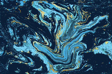 Dark Blue and Gold Marble Abstract Vector Backgroundのイラスト素材