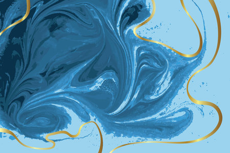 Light Blue and Gold Marble Abstract Vector Backgroundのイラスト素材