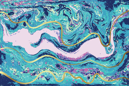 Light Blue and Gold Marble Abstract Vector Backgroundのイラスト素材