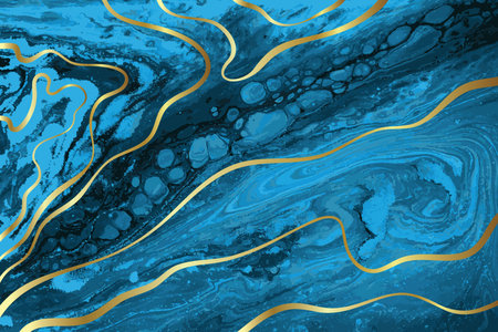 Dark Blue and Gold Marble Abstract Vector Backgroundのイラスト素材