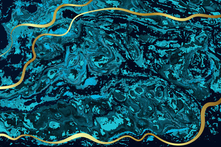 Dark Blue and Gold Marble Abstract Vector Backgroundのイラスト素材