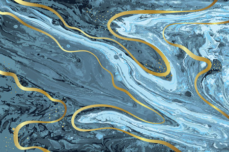 Light Blue and Gold Marble Abstract Vector Backgroundのイラスト素材