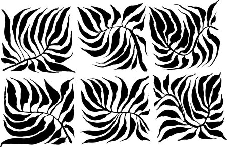 Tropic Leaves Black Silhouette Setのイラスト素材