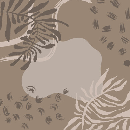 Beige Social Media Leaves Template.のイラスト素材