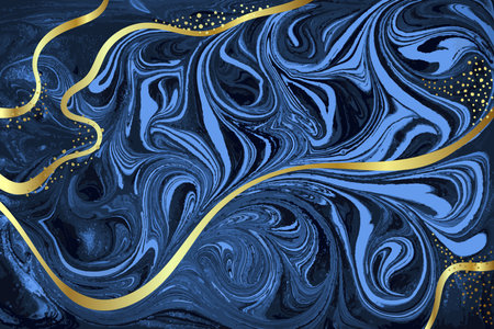 Dark Blue and Gold Marble Abstract Vector Backgroundのイラスト素材