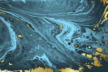 Turquoise Blue and Gold Marble Abstract Vector Backgroundのイラスト素材