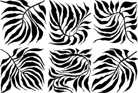 Tropic Leaves Black Silhouette Setのイラスト素材