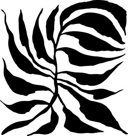 Tropic Leaf Black Square Silhouetteのイラスト素材