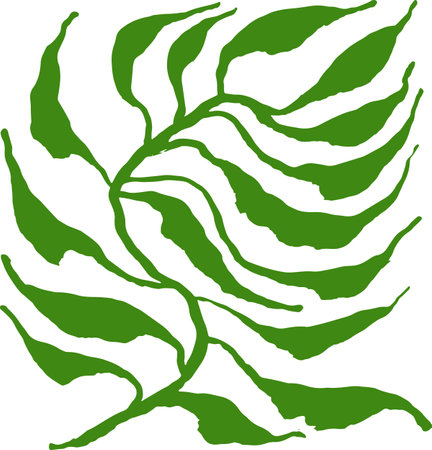 Hand Drawn Brush Artwork Tropical Leafのイラスト素材