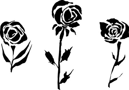Set of Rose Flower Abstract Silhouettes.のイラスト素材