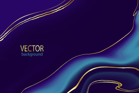 Dark Blue and Gold Marble Abstract Vector Backgroundのイラスト素材