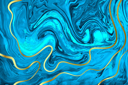 Light Blue and Gold Marble Abstract Vector Backgroundのイラスト素材