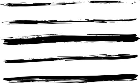 Black Ink Dry Brush Texture Strokes Setのイラスト素材