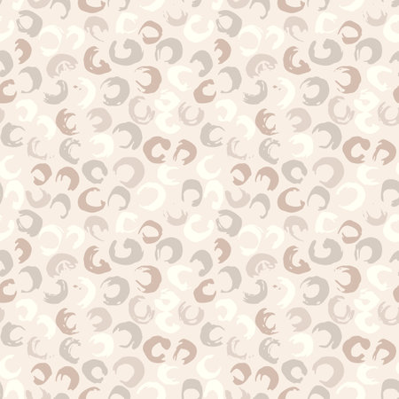 Grunge Beige Hand Drawn Brush Circles Vector Seamless Patternのイラスト素材