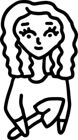 Girl Holding a Shovel. Simple Cartoon Icon.のイラスト素材