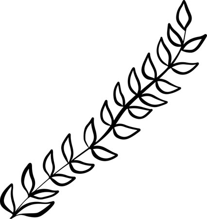 Simple Sketch Long Branch with Leavesのイラスト素材