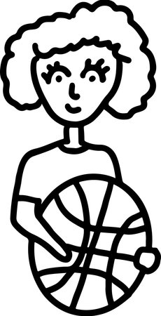 Woman Holding a Web Icon. Sketch Styleのイラスト素材