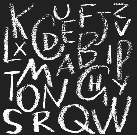 Handwritten Modern Grunge Chalk Font.のイラスト素材
