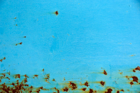 Metal Rusty Painted Surface Close Up Light Blue Textureの写真素材