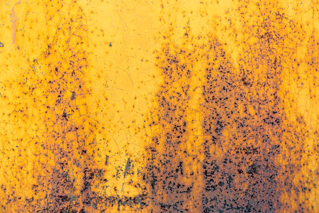 Distressed Orange Color Metal Rusty Textureの写真素材