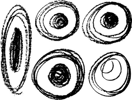 Chalk Round Hand Drawn Elements Setのイラスト素材