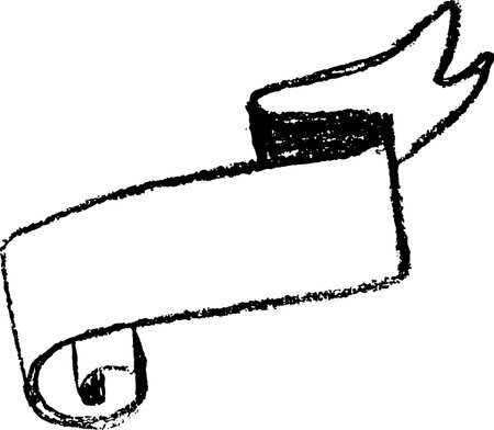 Chalk or Charcoal Ribbon Banner Sketchのイラスト素材