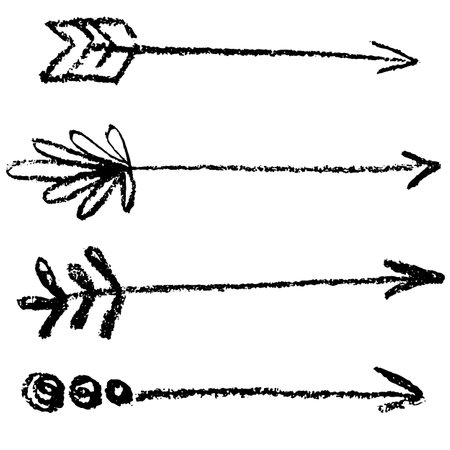 Set of Chalk Hand Drawn Boho Style Arrowsのイラスト素材