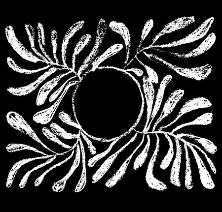 Grunge Chalk Leaves Hand Drawn Frame Patternのイラスト素材