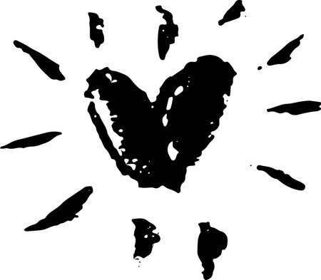 Hand Drawn Chalk Grunge Heart with Raysのイラスト素材