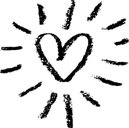 Hand Drawn Chalk Grunge Heart with Raysのイラスト素材