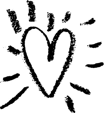 Hand Drawn Chalk Grunge Heart with Raysのイラスト素材