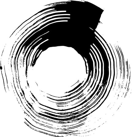 Ink Dry Brush Grunge Free Hand Round Frameのイラスト素材