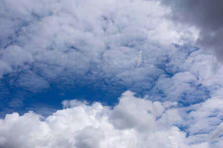 Stratocumulus Clouds on Blue Sky Background.の写真素材