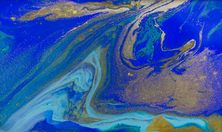 Gold and Blue Marble Liquid Pattern.の写真素材