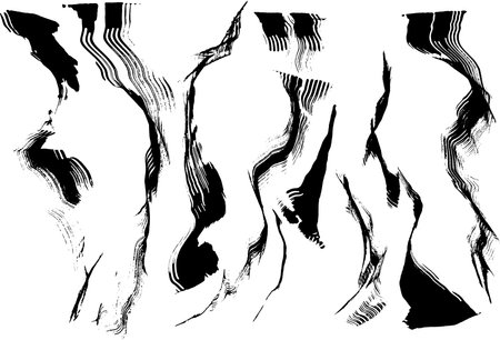 Grunge Dry Brush Ink Strokes Free Hand Set.のイラスト素材