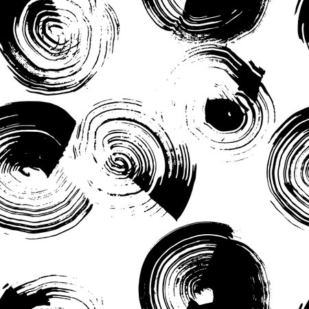 Grunge Dry Brush Round Strokes Seamless Patternのイラスト素材