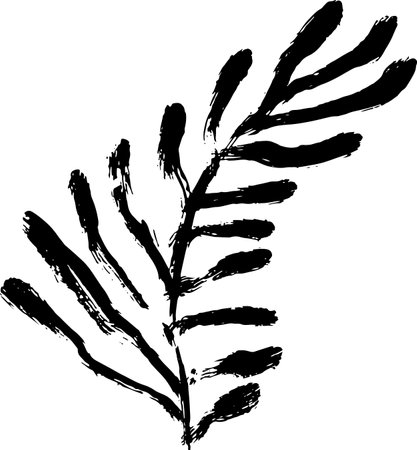 Leaf Icon. Grunge Dry Brush Illustration.のイラスト素材