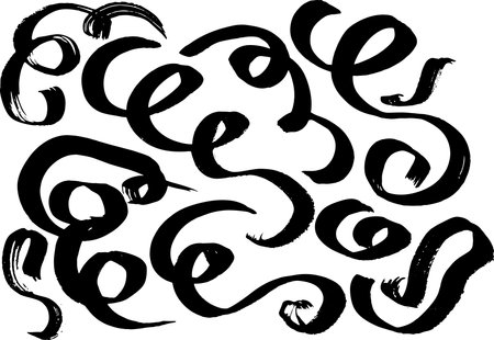 Curve Wave Dry Brush Strokes Setのイラスト素材