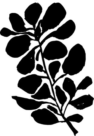Round Leaf Grunge Artwork Brush Silhouette Elementのイラスト素材