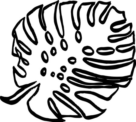 Monstera Leaf Hand Drawn Crayon Iconのイラスト素材