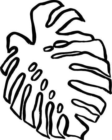 Monstera Leaf Hand Drawn Crayon Iconのイラスト素材