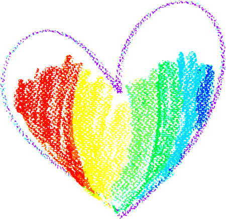Chalk Drawn Rainbow Heart Child Illustrationのイラスト素材