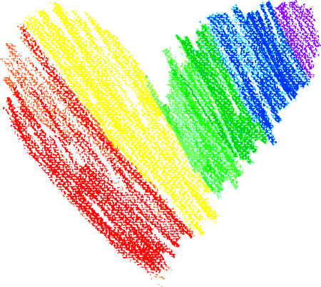 Chalk Drawn Rainbow Heart Child Illustrationのイラスト素材