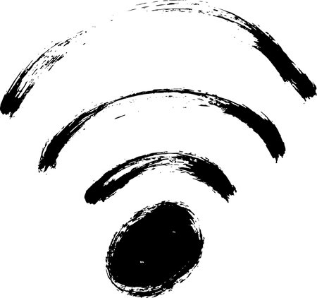 Hand Drawn Dry Brush WiFi Icon.のイラスト素材